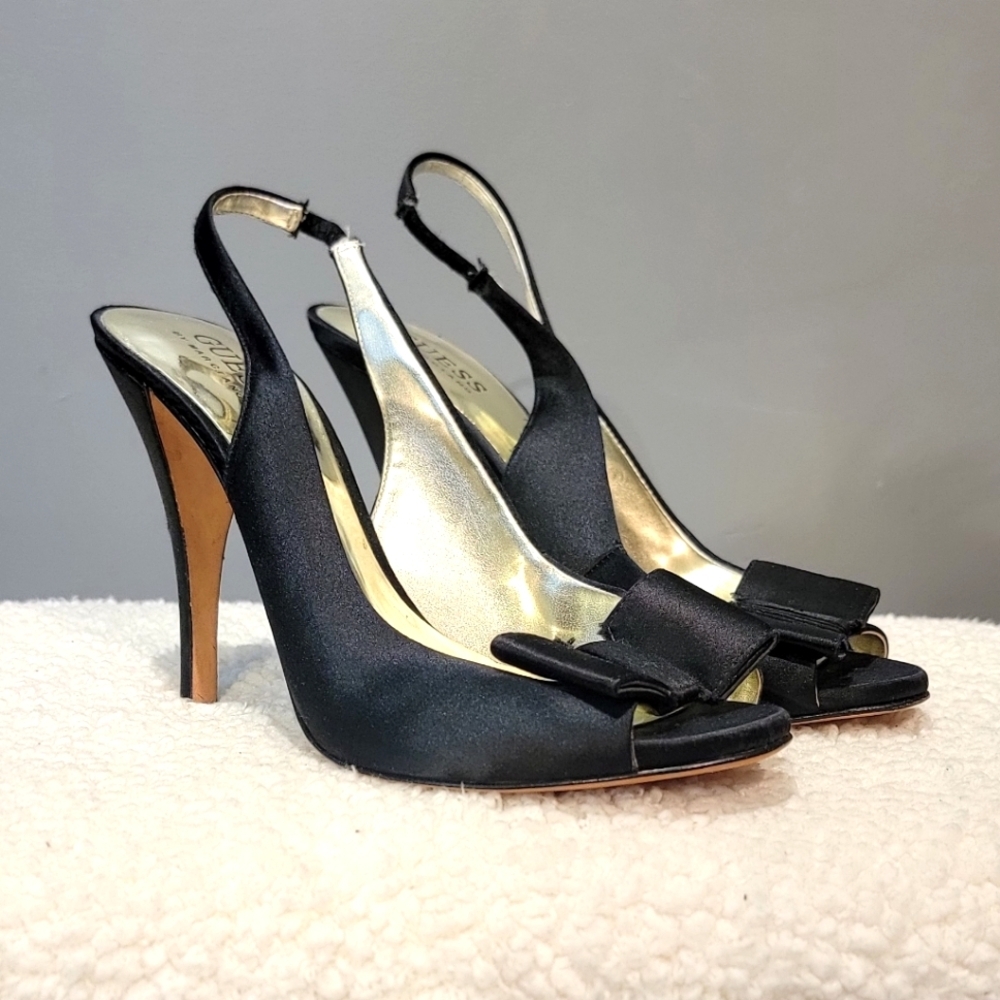 Guess Black Womens  Satin High Heels